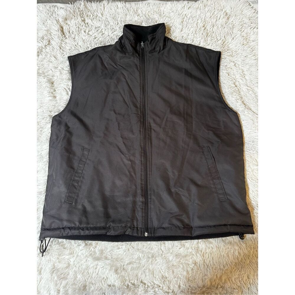 Men sleeveless black waterproof full zip pullover vest L